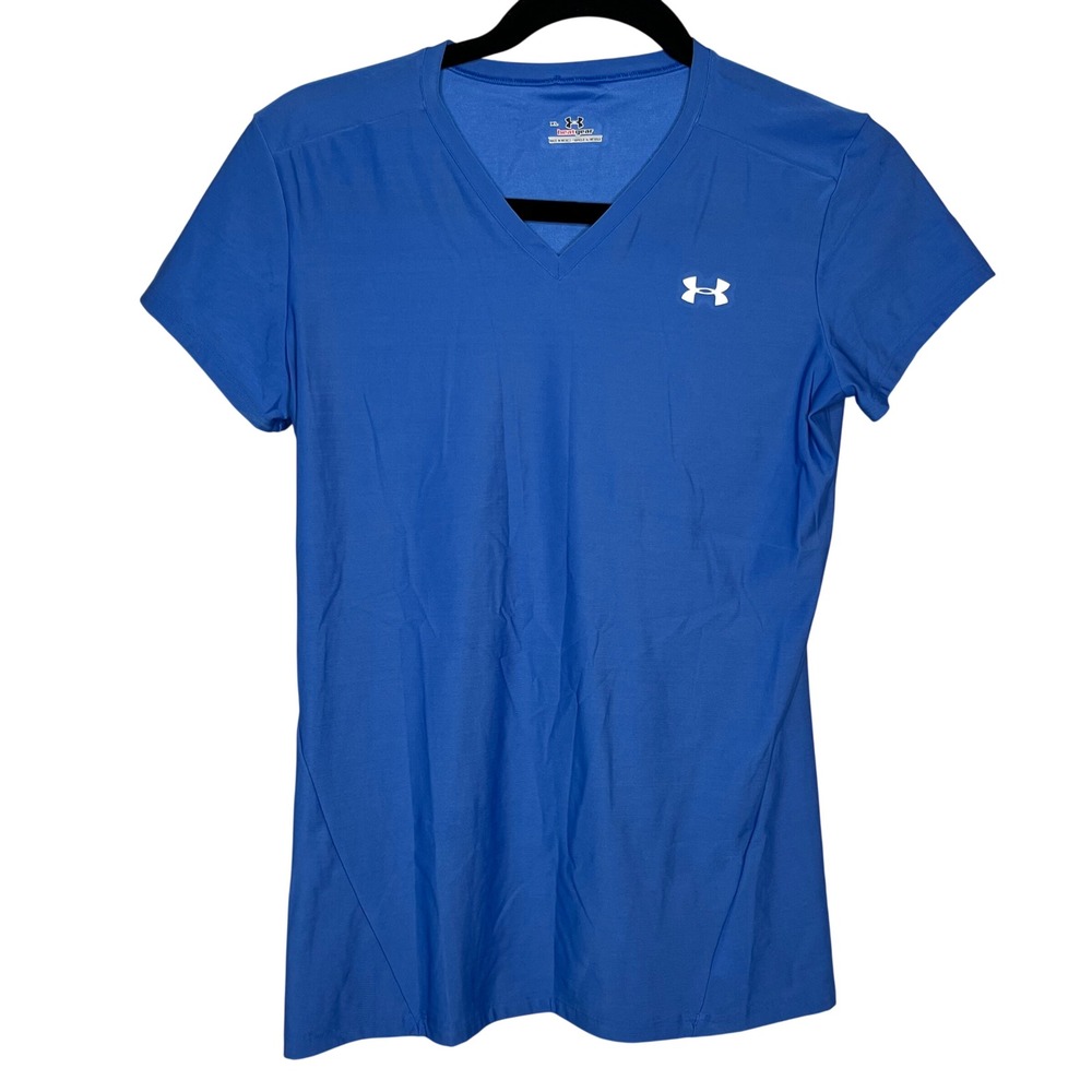 Under Armour HeatGear Blue V-Neck Short Sleeve Performance Tee XL Activewear